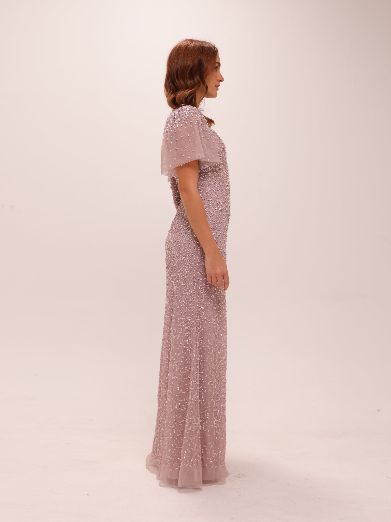 Beaded Mesh Gown