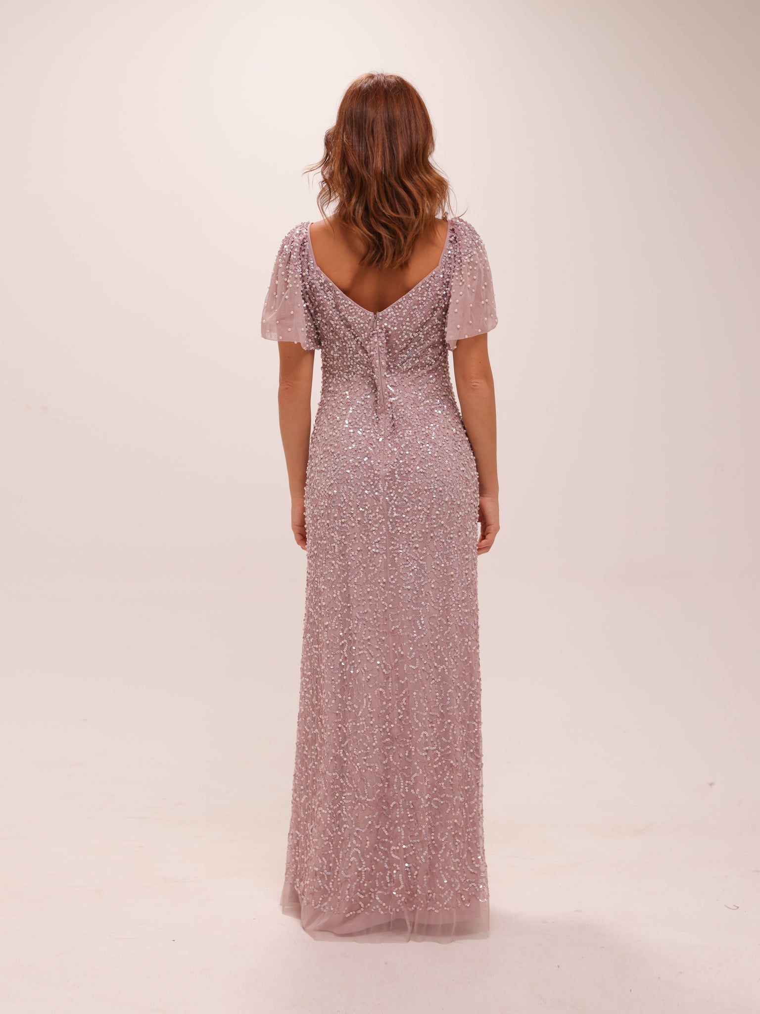 Beaded Mesh Gown