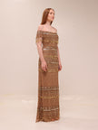 Gold Fringe Beaded Gown Gatzby