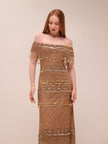 Gold Fringe Beaded Gown Gatzby