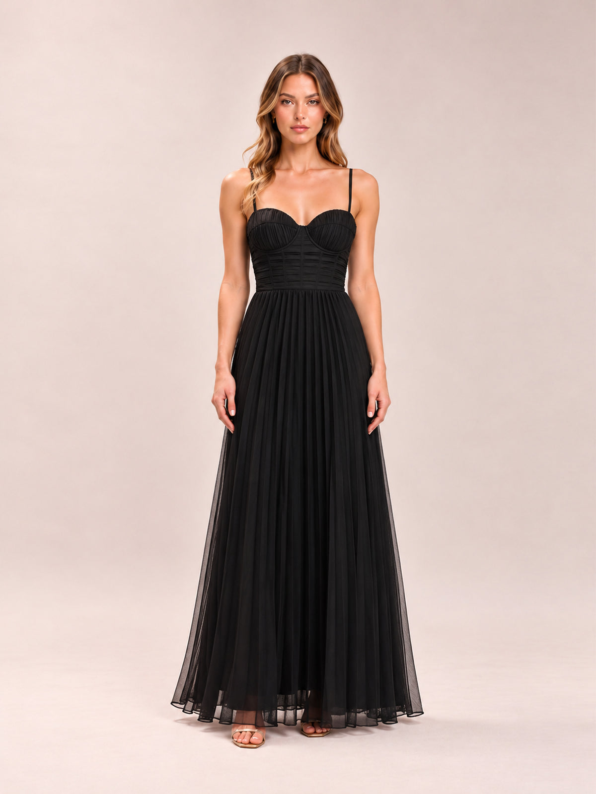 Isaline Black Bustier Maxi Dress