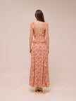 Aqua Floral Ruffle Trim Maxi Dress