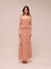 Aqua Floral Ruffle Trim Maxi Dress