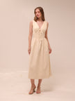Vanita Beige Denim Midi Dress