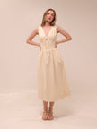 Vanita Beige Denim Midi Dress