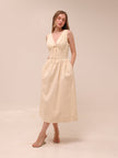 Vanita Beige Denim Midi Dress