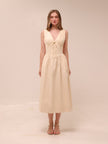 Vanita Beige Denim Midi Dress