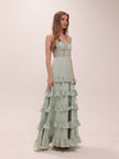 Malinda Corset Ruffle Maxi Dress