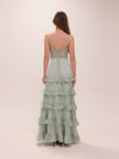 Malinda Corset Ruffle Maxi Dress