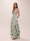 Malinda Corset Ruffle Maxi Dress