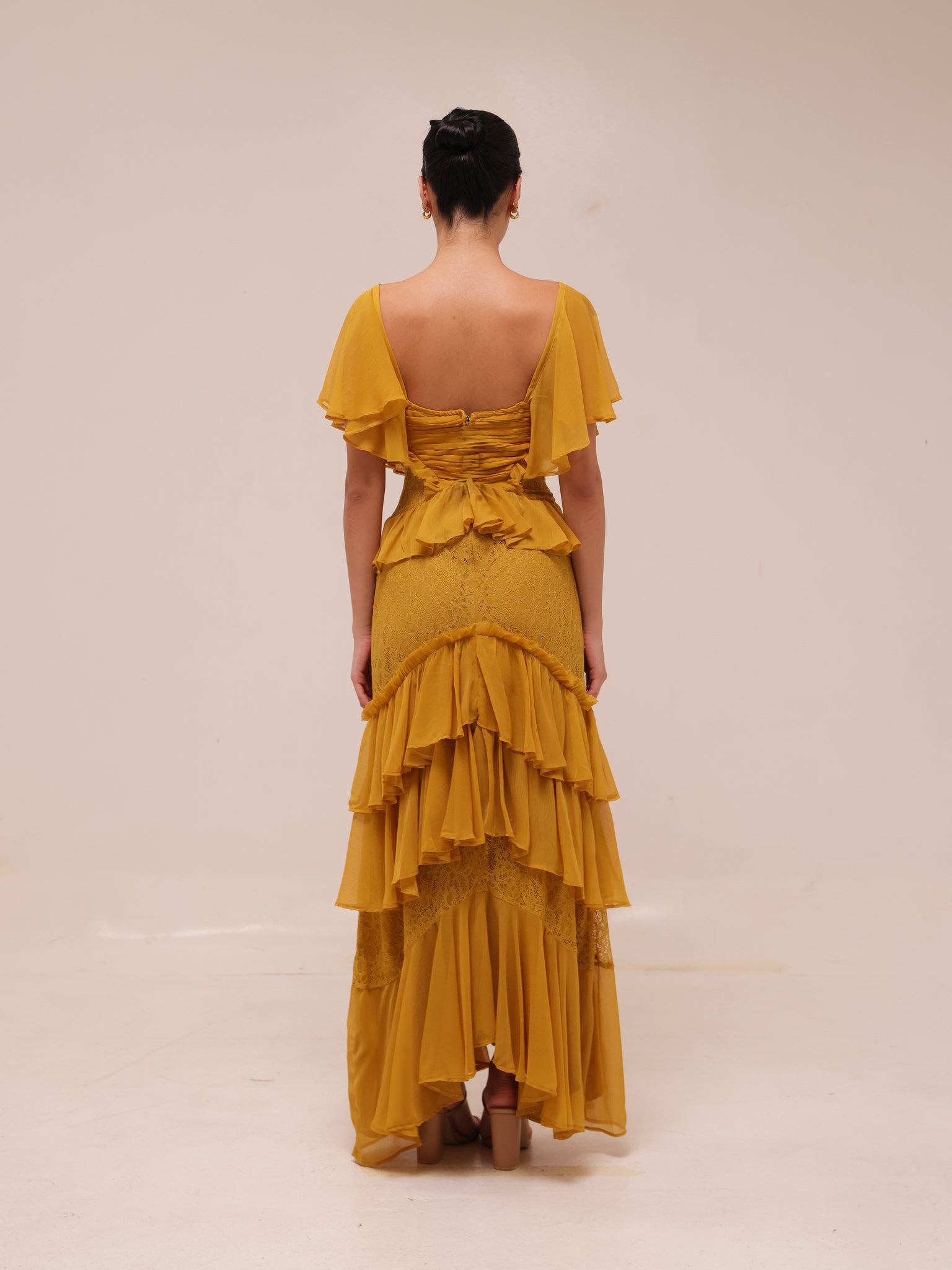 Flutter Sleeve Tiered Maxi Dress