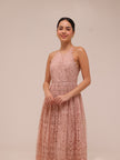 Lace Pinny Scallop Edge Midi Dress