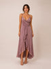 Pink Chiffon Asymmetrical Ruffle Dress