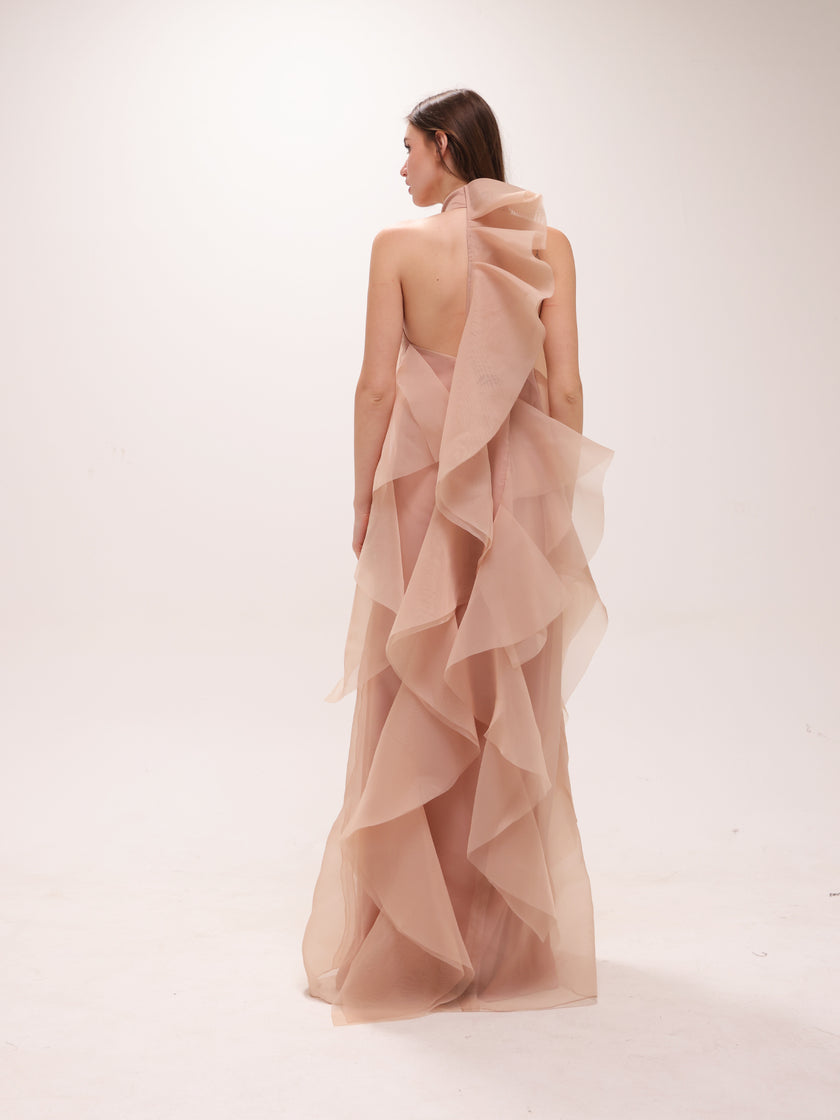Blush Veil Halter Dress