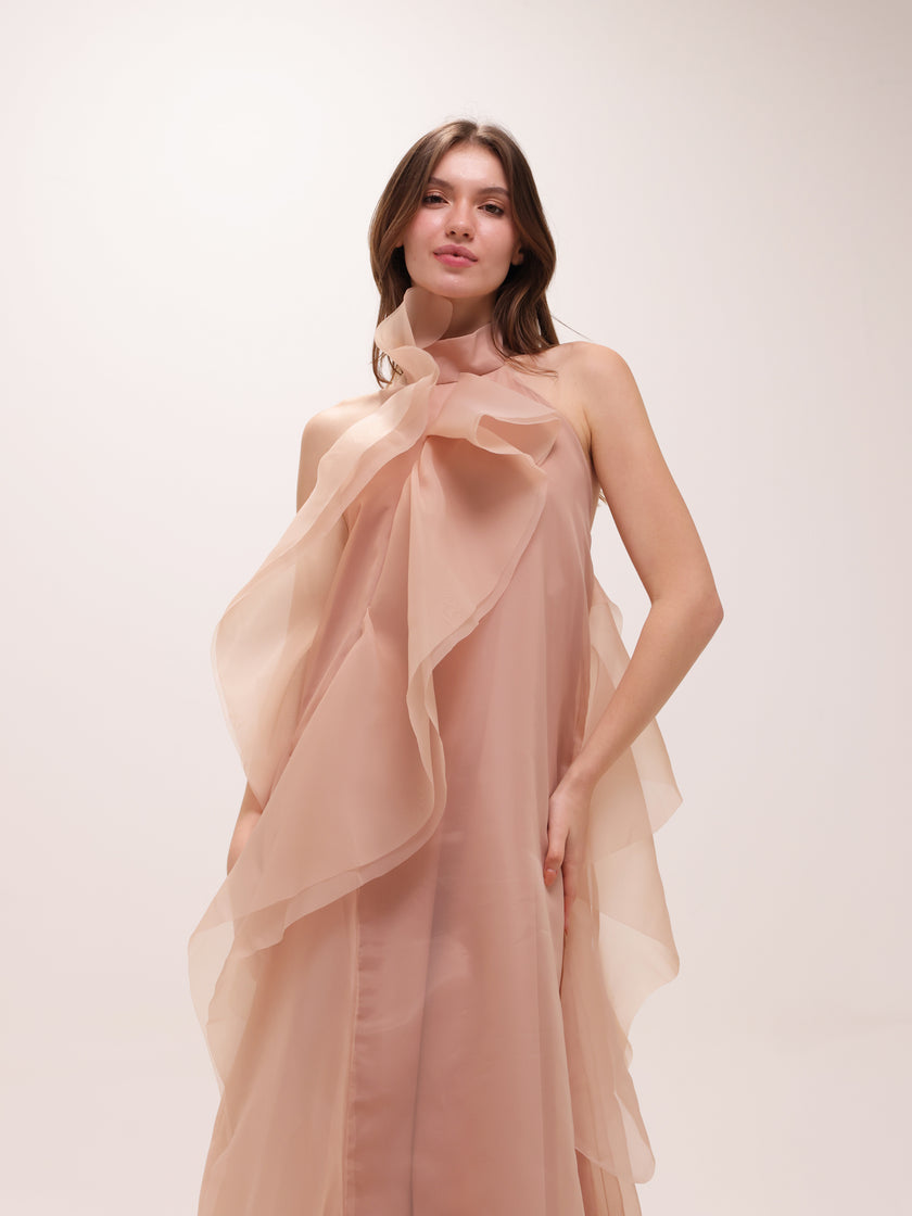 Blush Veil Halter Dress