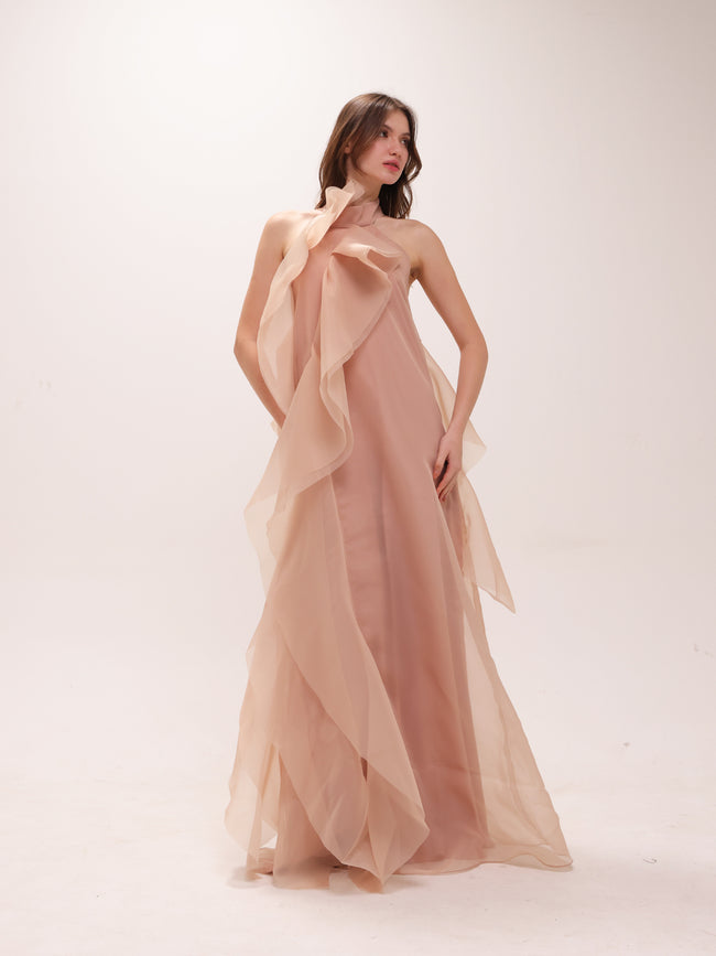 Blush Veil Halter Dress