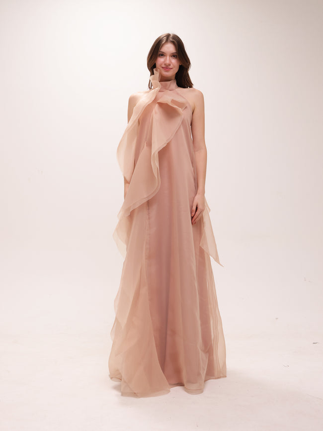 Blush Veil Halter Dress
