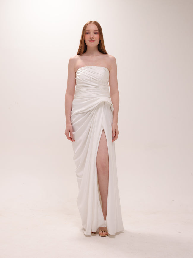 Ruched Slit Dress