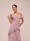 Floral Ruffle High-Low Maxi Dress