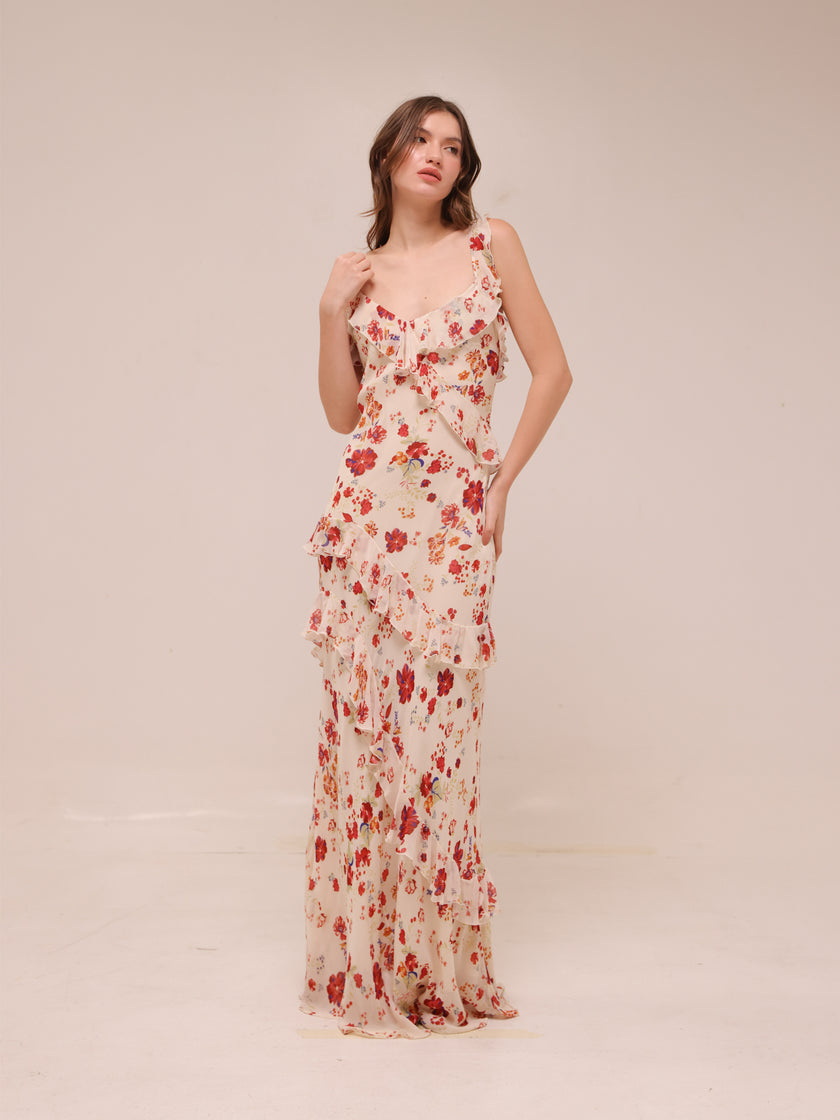 Isabella Ruffle Maxi Dress