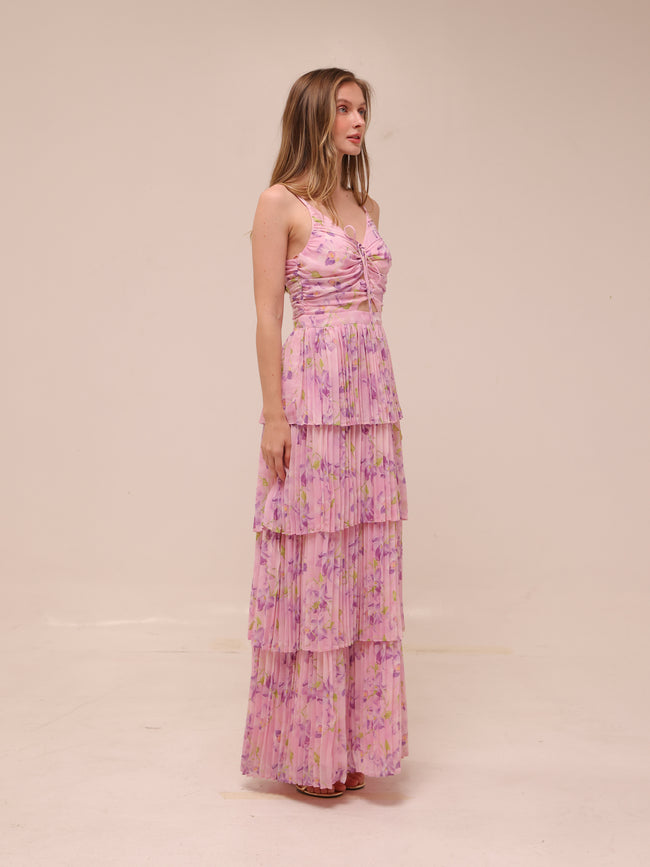 Daytona Pleated Floral Maxi Dress