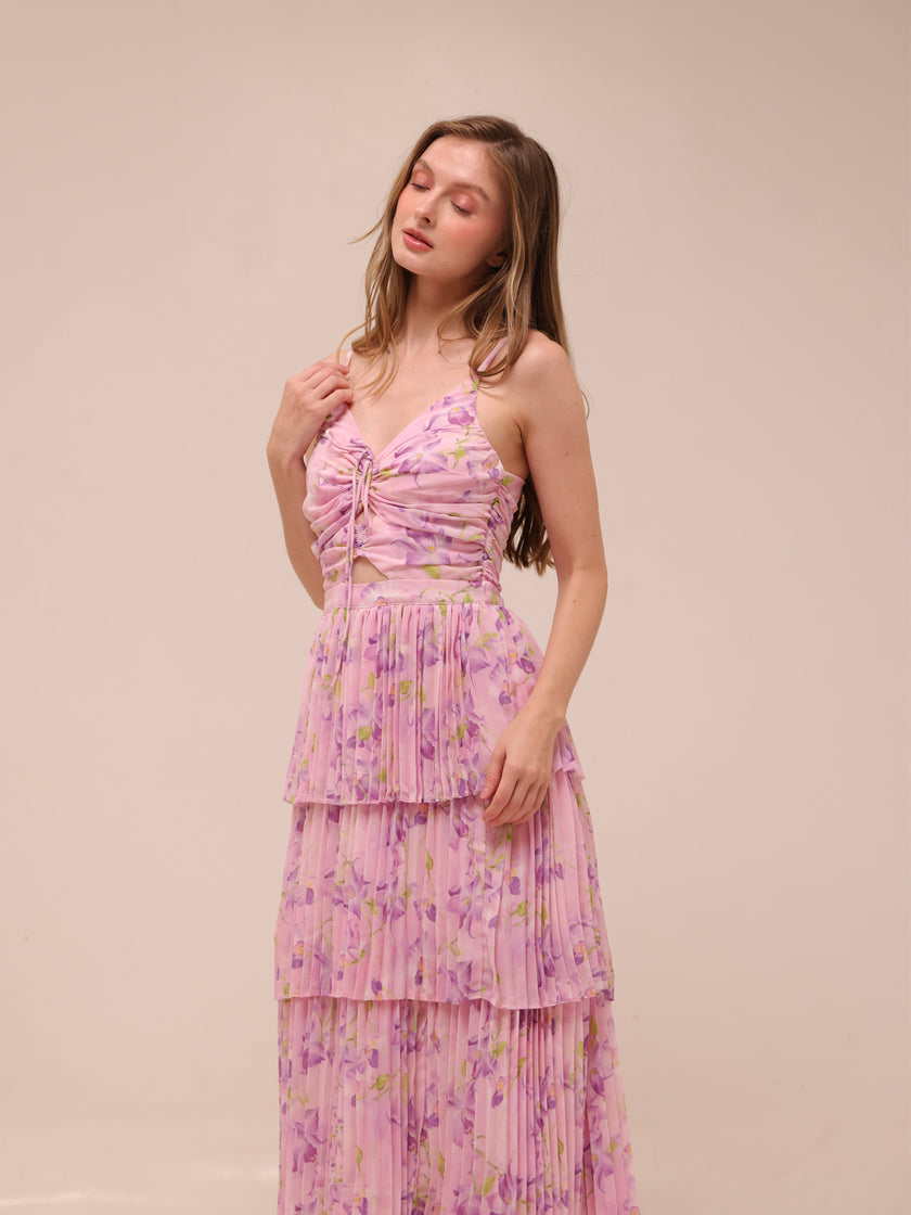 Daytona Pleated Floral Maxi Dress