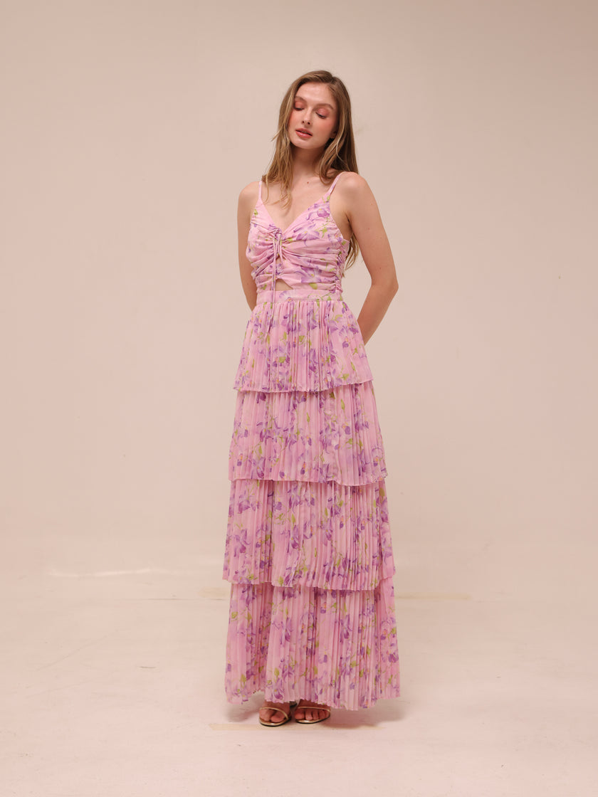 Daytona Pleated Floral Maxi Dress