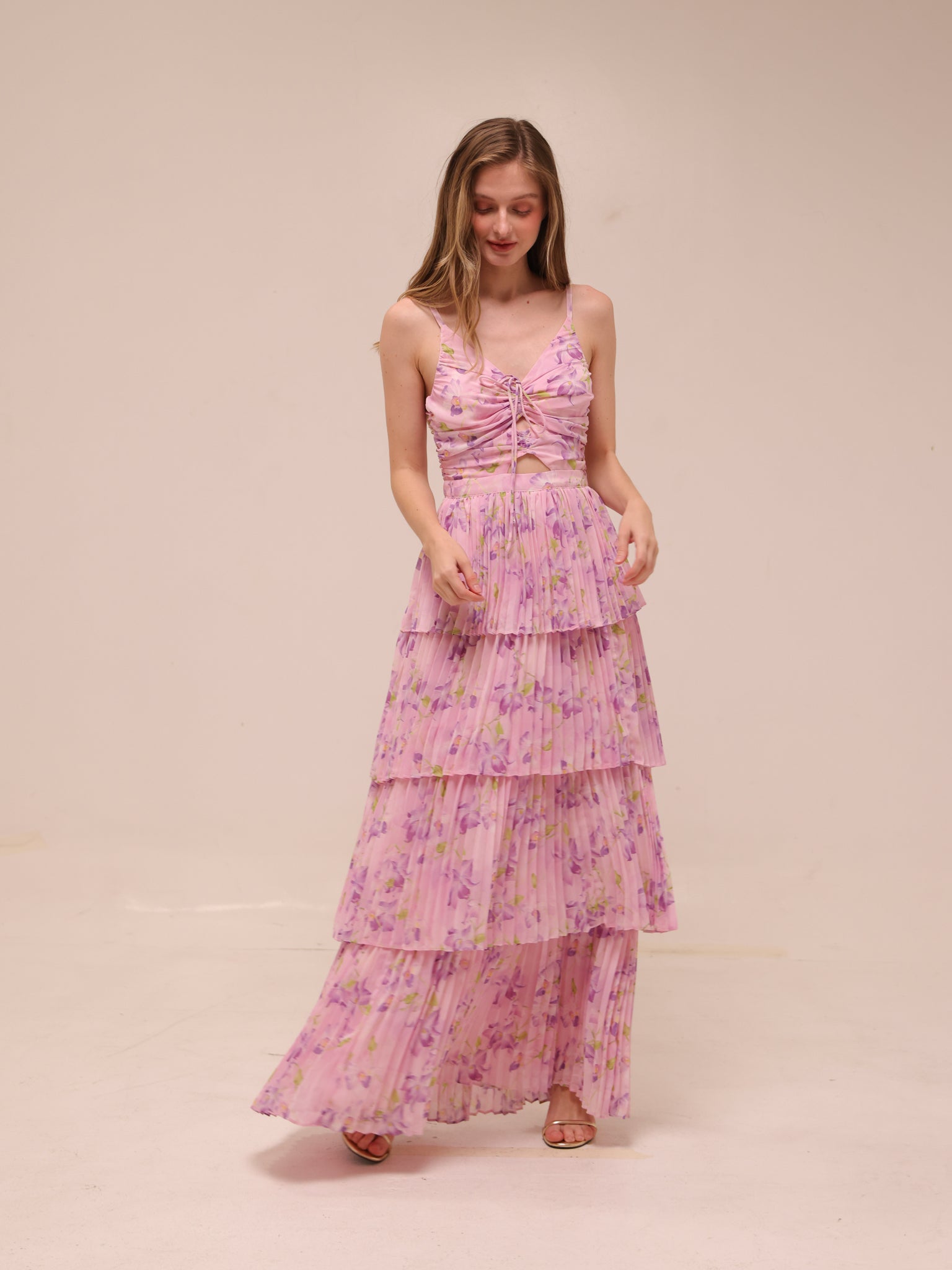 Daytona Pleated Floral Maxi Dress