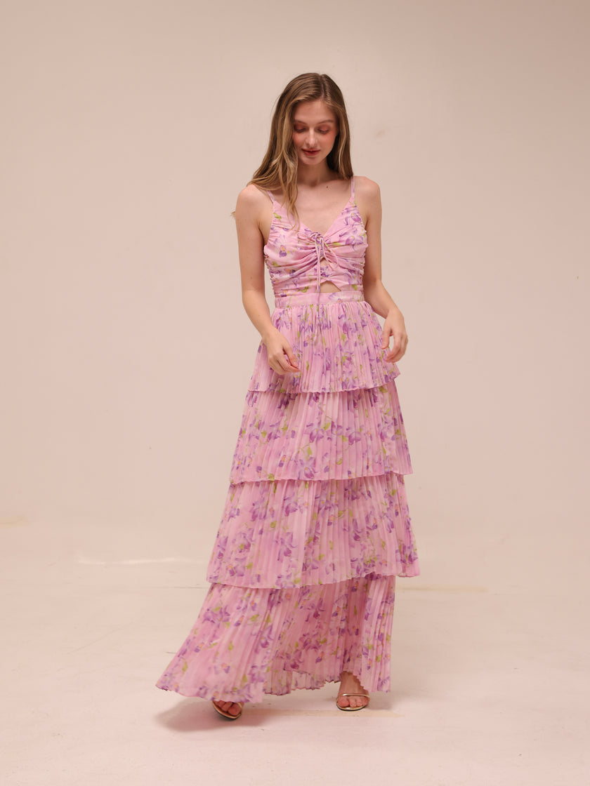 Daytona Pleated Floral Maxi Dress