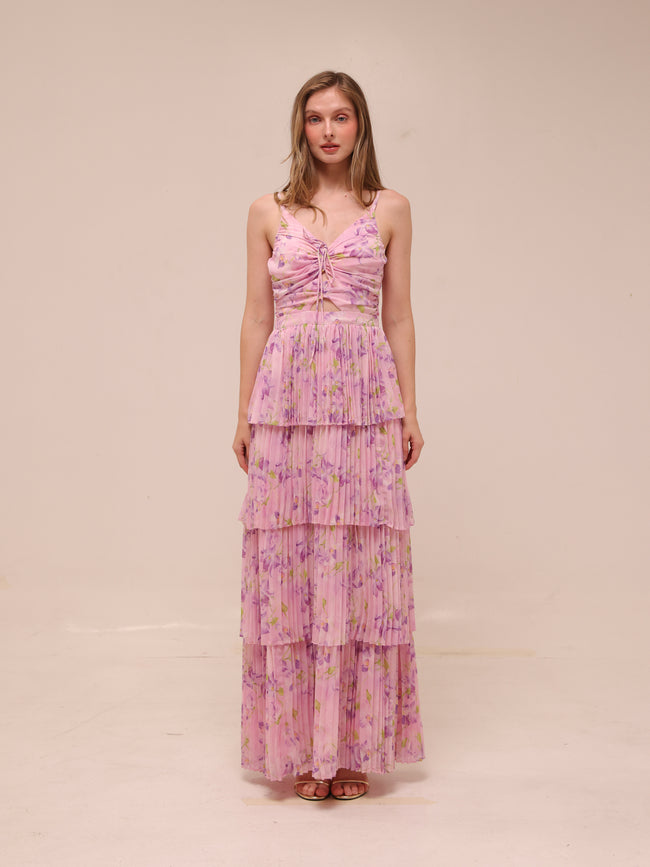 Daytona Pleated Floral Maxi Dress