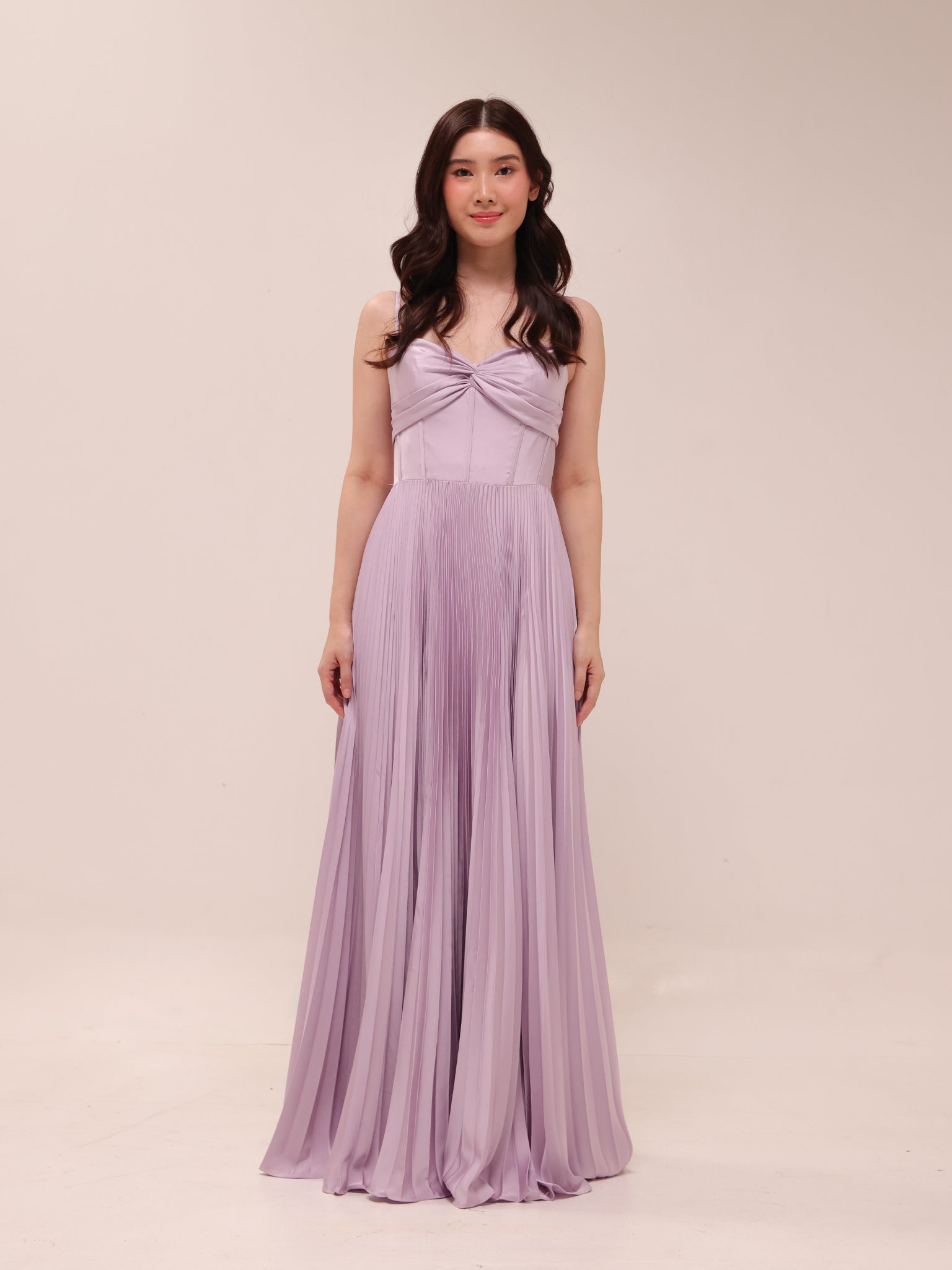 Cannelle Lilac Pleated Maxi Dress