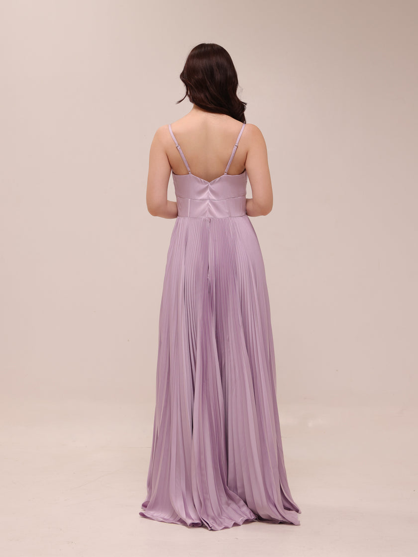 Cannelle Lilac Pleated Maxi Dress