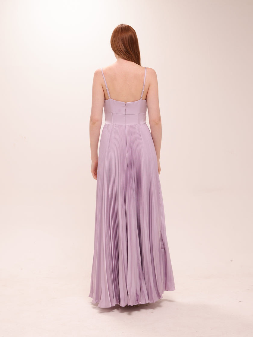 Cannelle Lilac Pleated Maxi Dress
