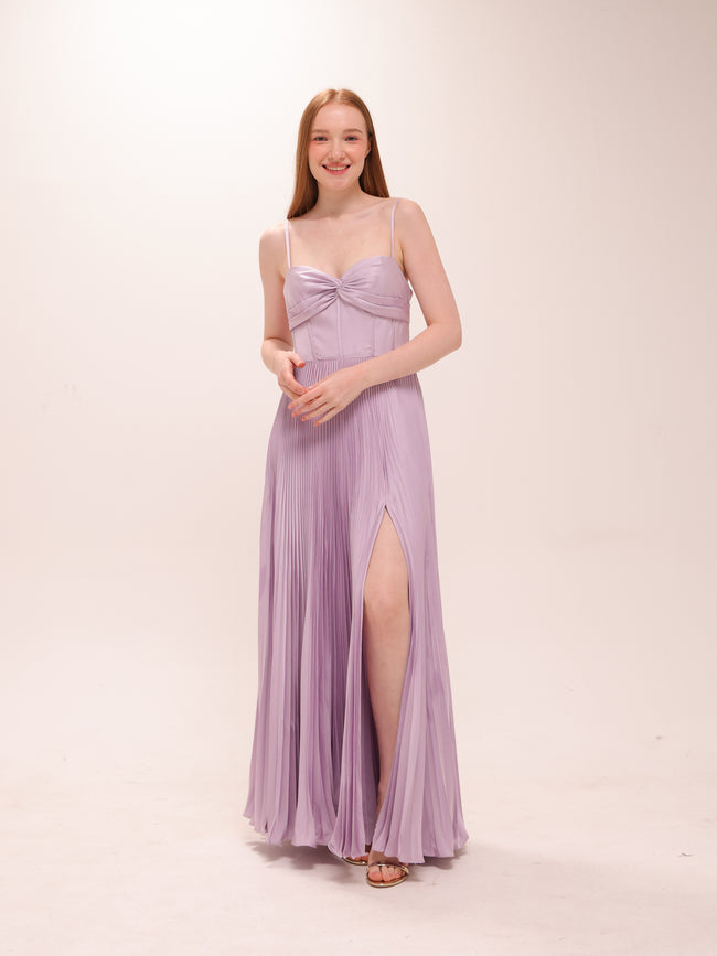 Cannelle Lilac Pleated Maxi Dress