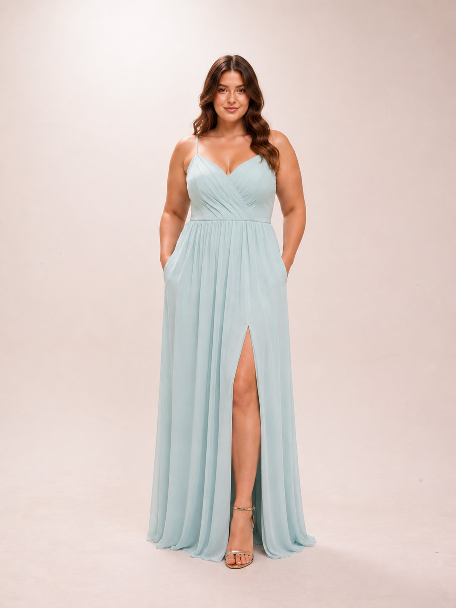 Cora Dress Sea Glass A-Line Pleated Chiffon Dress