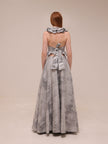 Silver Textured Ruffle Gown