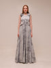 Silver Textured Ruffle Gown