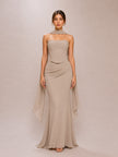 Sorrel Two Piece Taupe Mermaid Corset Chiffon Dress