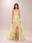 Belle Gold Sweetheart Strapless Ruffled Dress