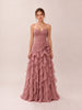 Belle Dusty Pink Sweetheart Strapless Ruffled Dress