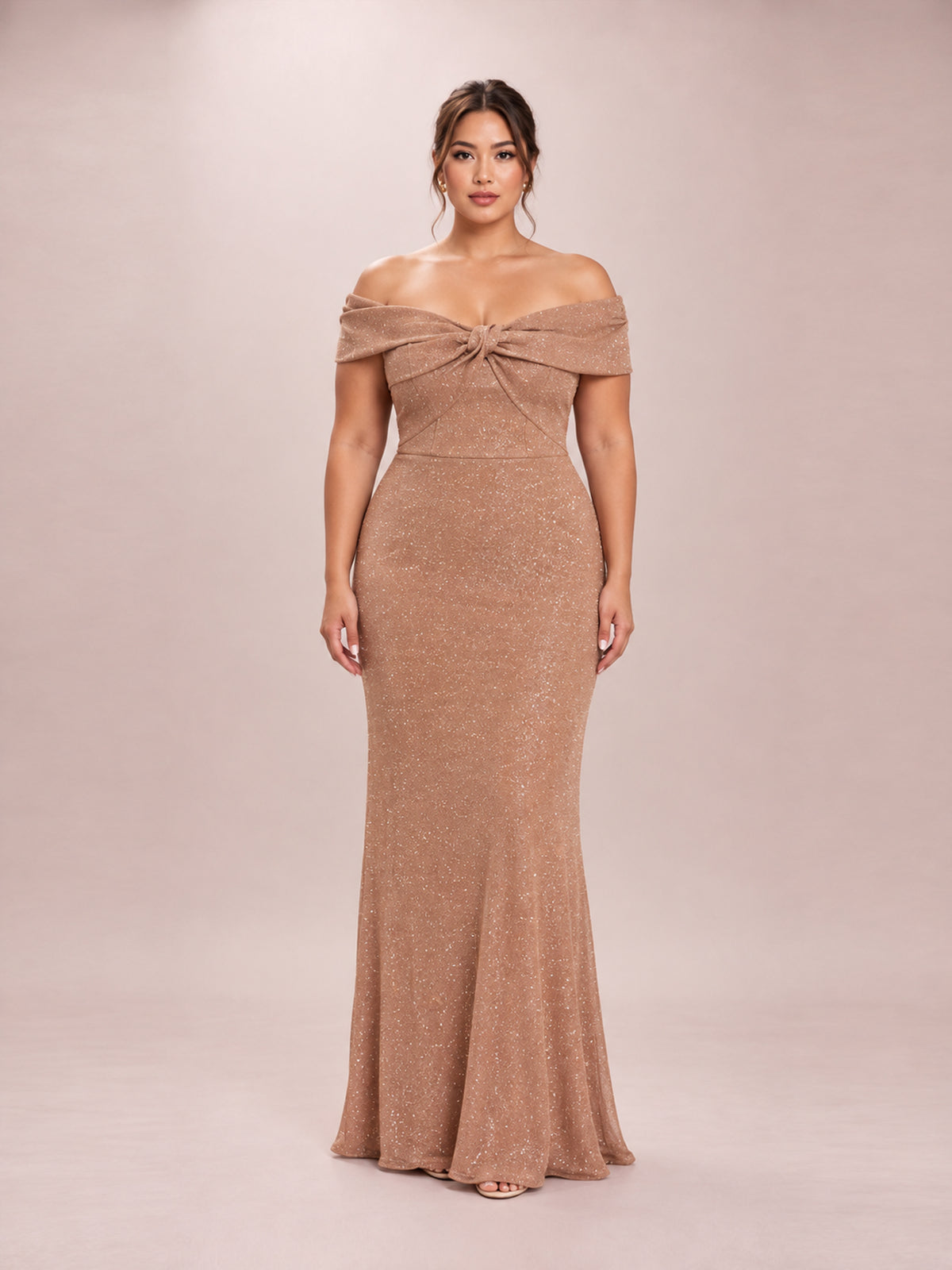Celeste Glitter Off-Shoulder Gown