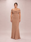 Celeste Glitter Off-Shoulder Gown