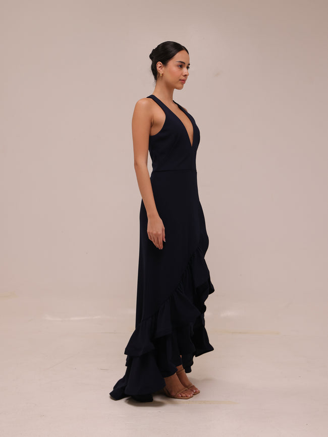 Midnight Ruffle Gown