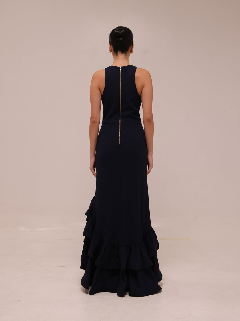 Midnight Ruffle Gown