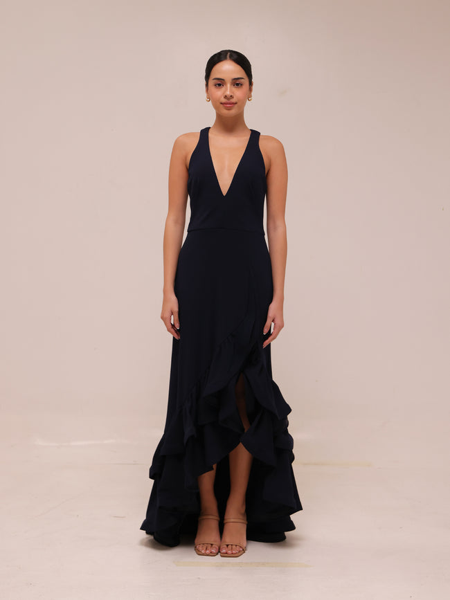 Midnight Ruffle Gown