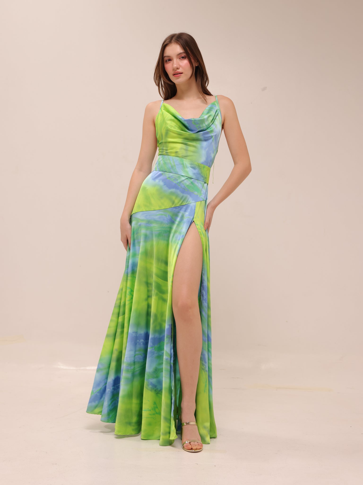 Leo Satin Printed Gown