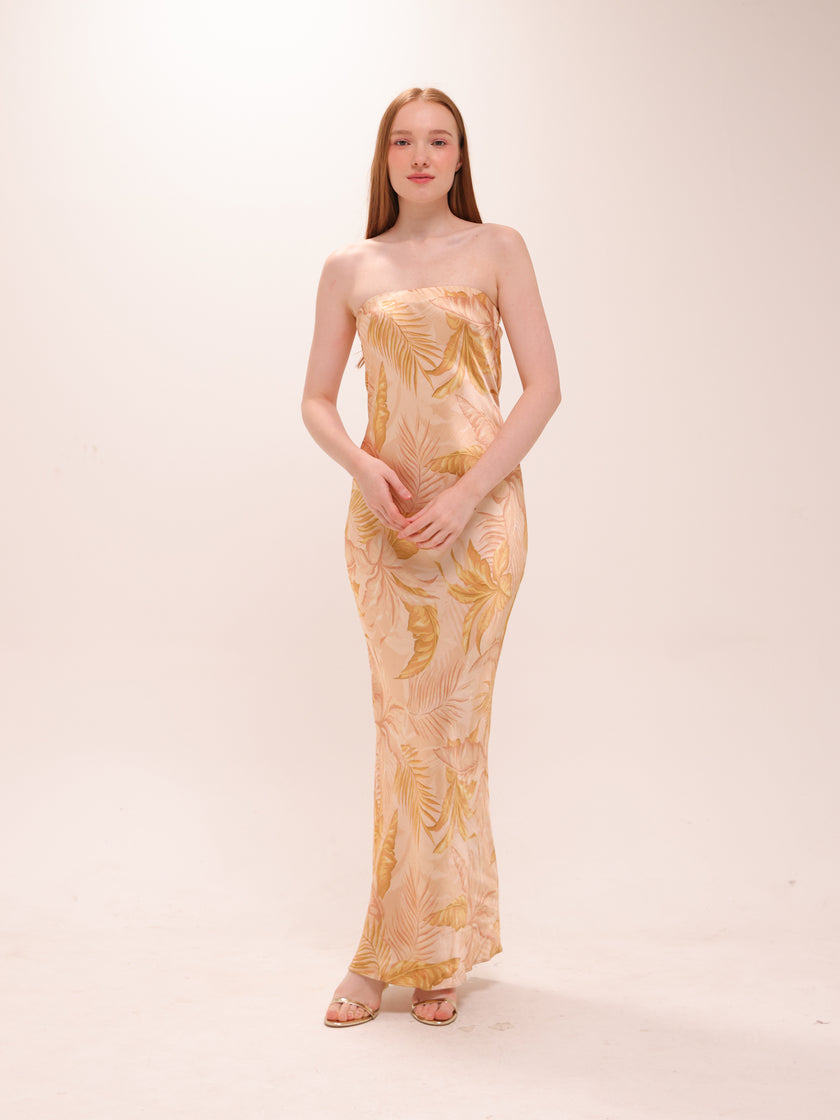 Dusty Palms Strapless Dress