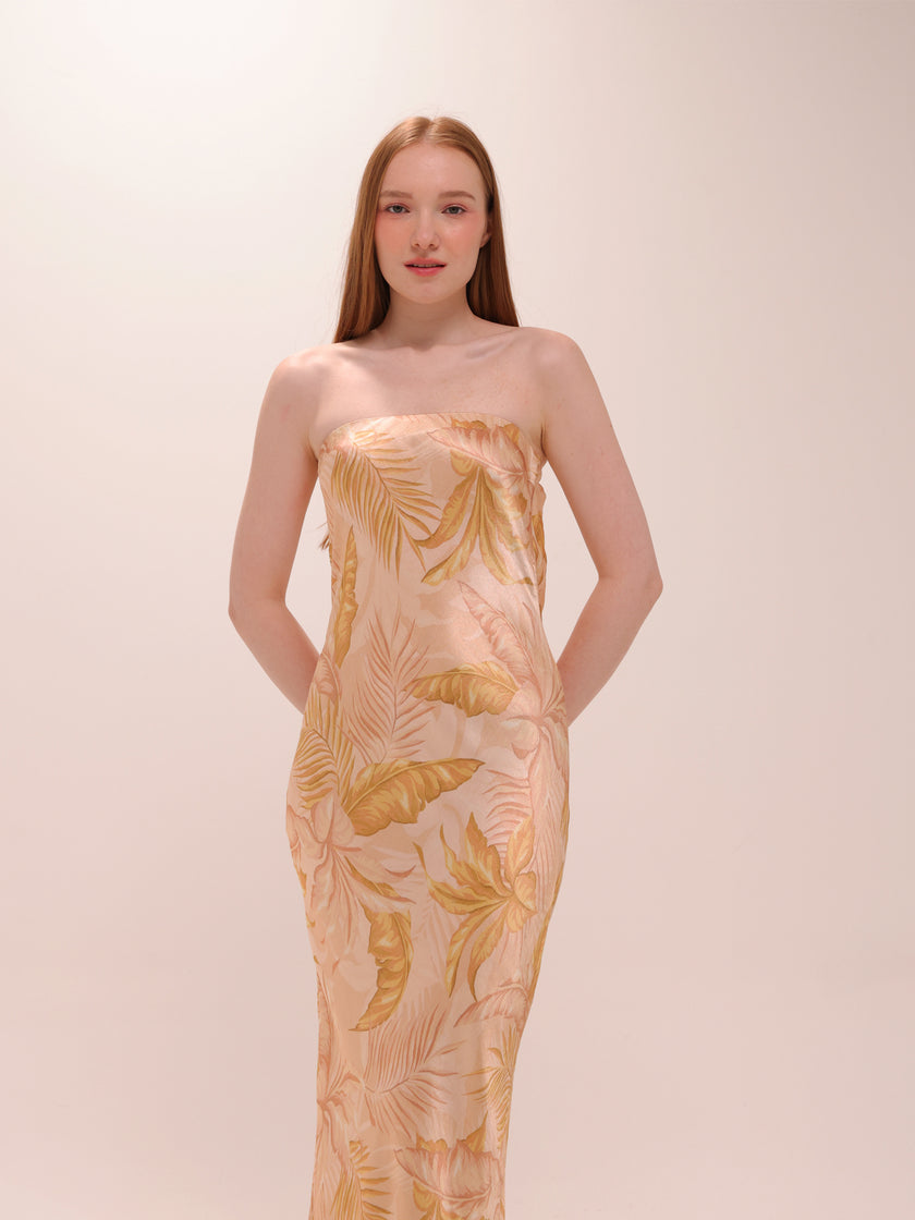 Dusty Palms Strapless Dress