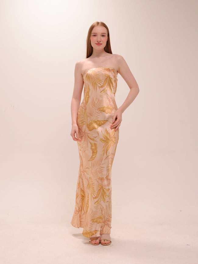 Dusty Palms Strapless Dress