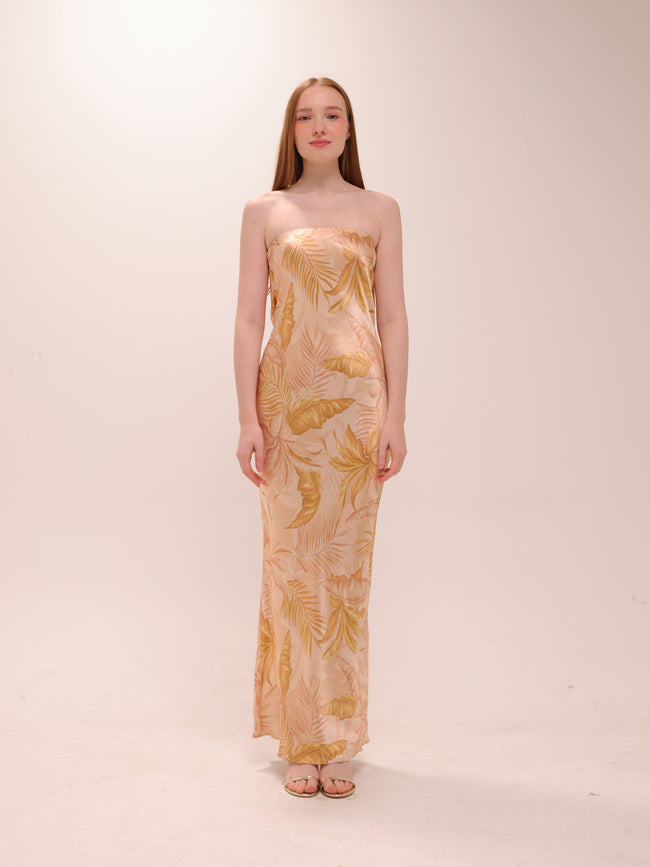 Dusty Palms Strapless Dress